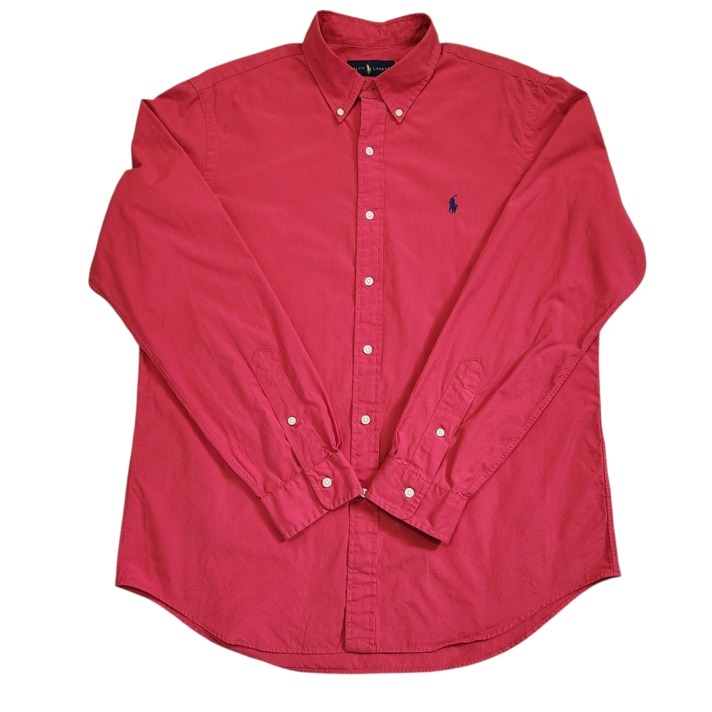 Ralph Lauren Classic Fit Red Button Down Shirt Pony Logo Men's Large